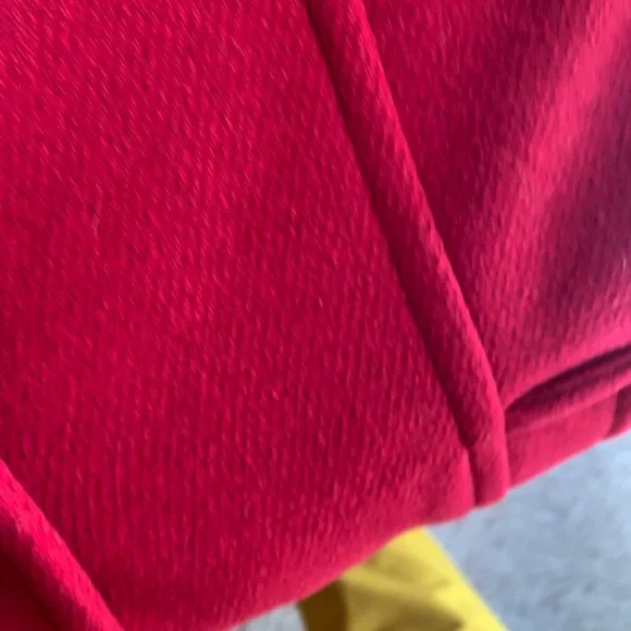 Classic red wool peacoat, women’s medium winter coat, fully lined, pocket detail - Picture 8 of 11